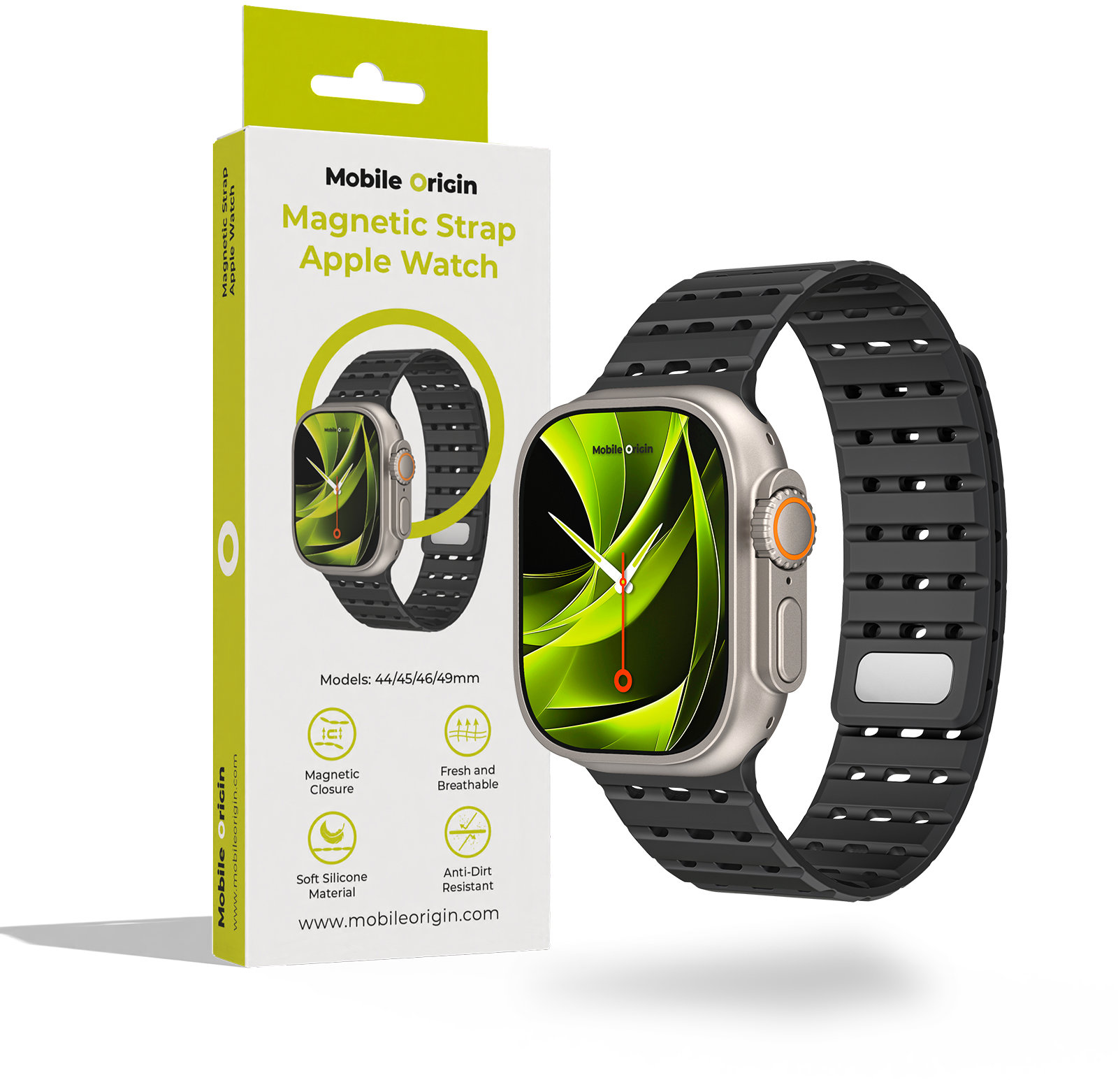 Mobile Origin Magnetic Strap Apple Watch 49 mm/46 mm/45 mm/44 mm Black