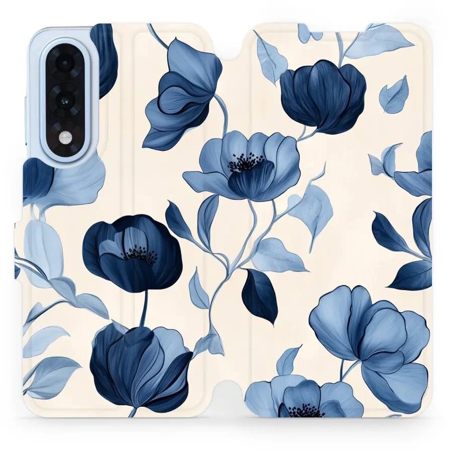 Mobiwear flip knižkové pre OnePlus Nord 5 – Modré kvety