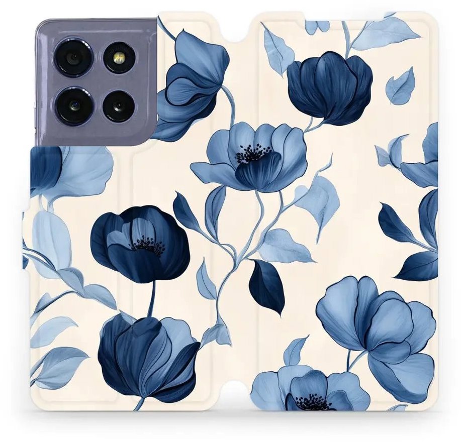 Mobiwear flip knižkové pre Motorola Moto G86 5G – Modré kvety