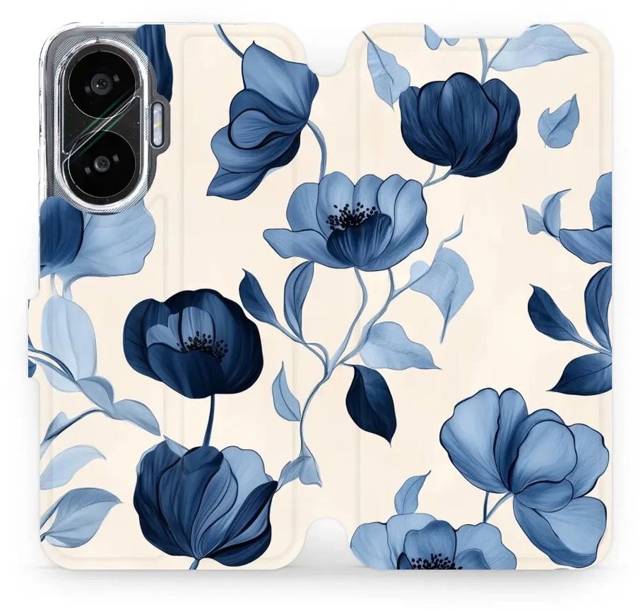 Mobiwear flip knižkové pre Xiaomi Poco F7 – Modré kvety