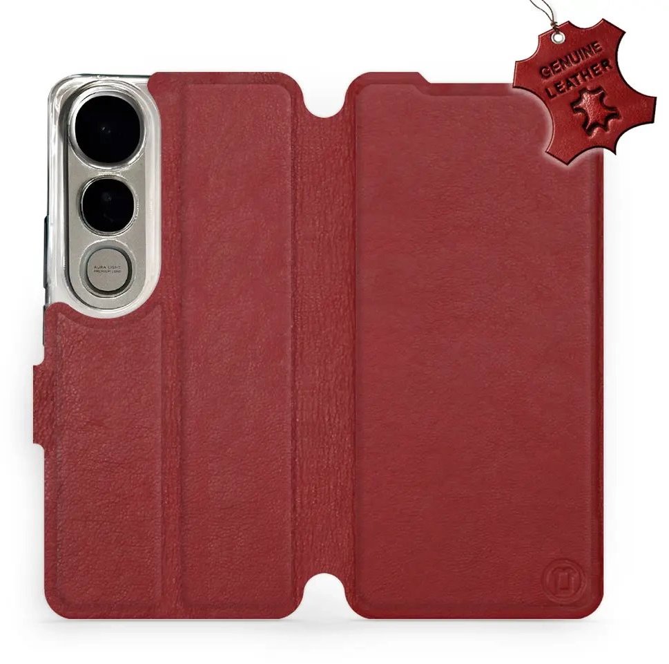 Mobiwear Kožené flip knižkové pre Vivo V50 Lite – Tmavo červené