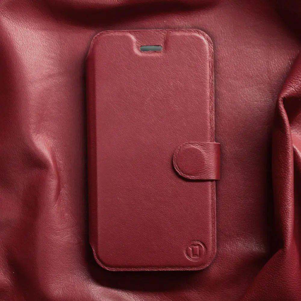 Kožené Mobiwear flip knižkové na Honor 200 Lite – Tmavočervené – L_DRS