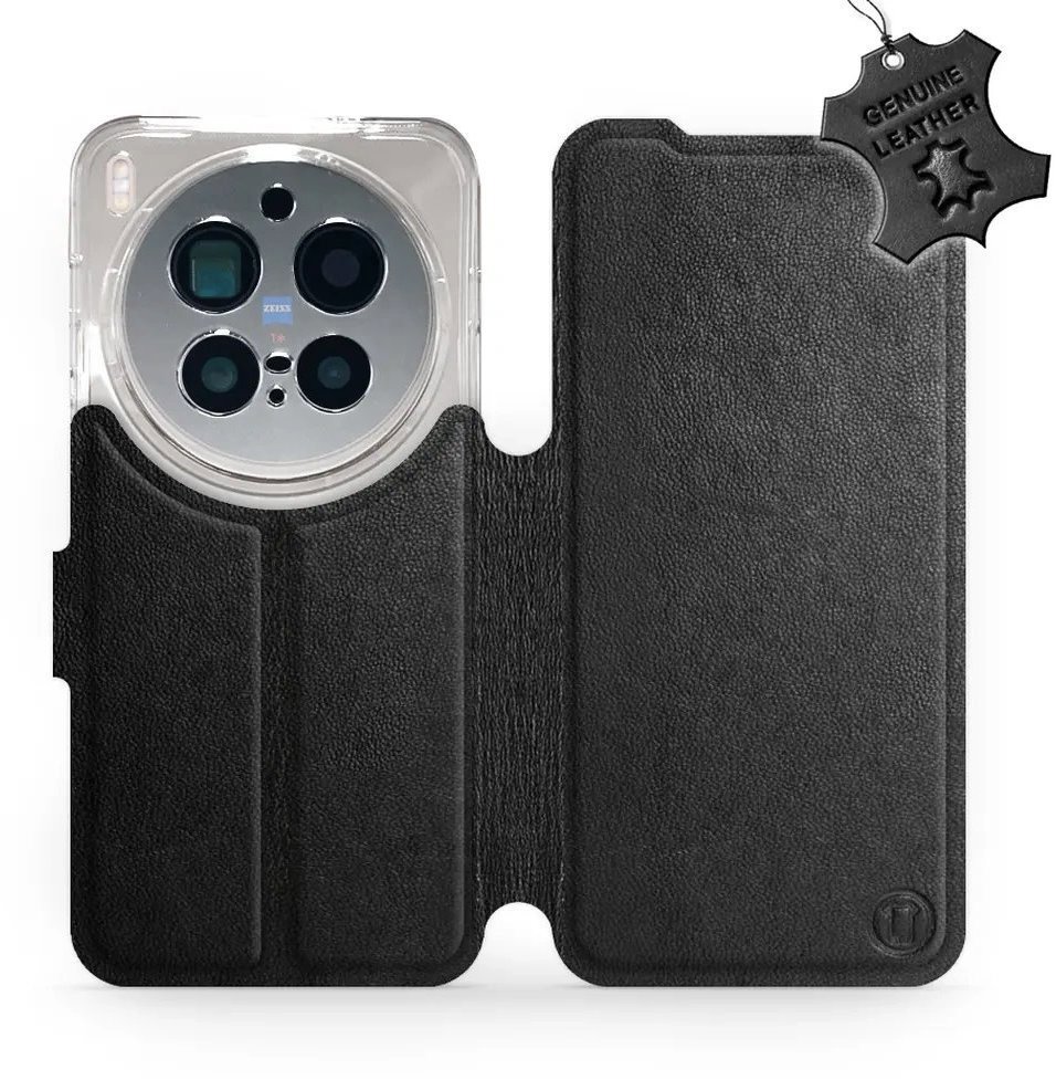 Mobiwear Kožené Flip puzdro pre Vivo X300 Pro čierne