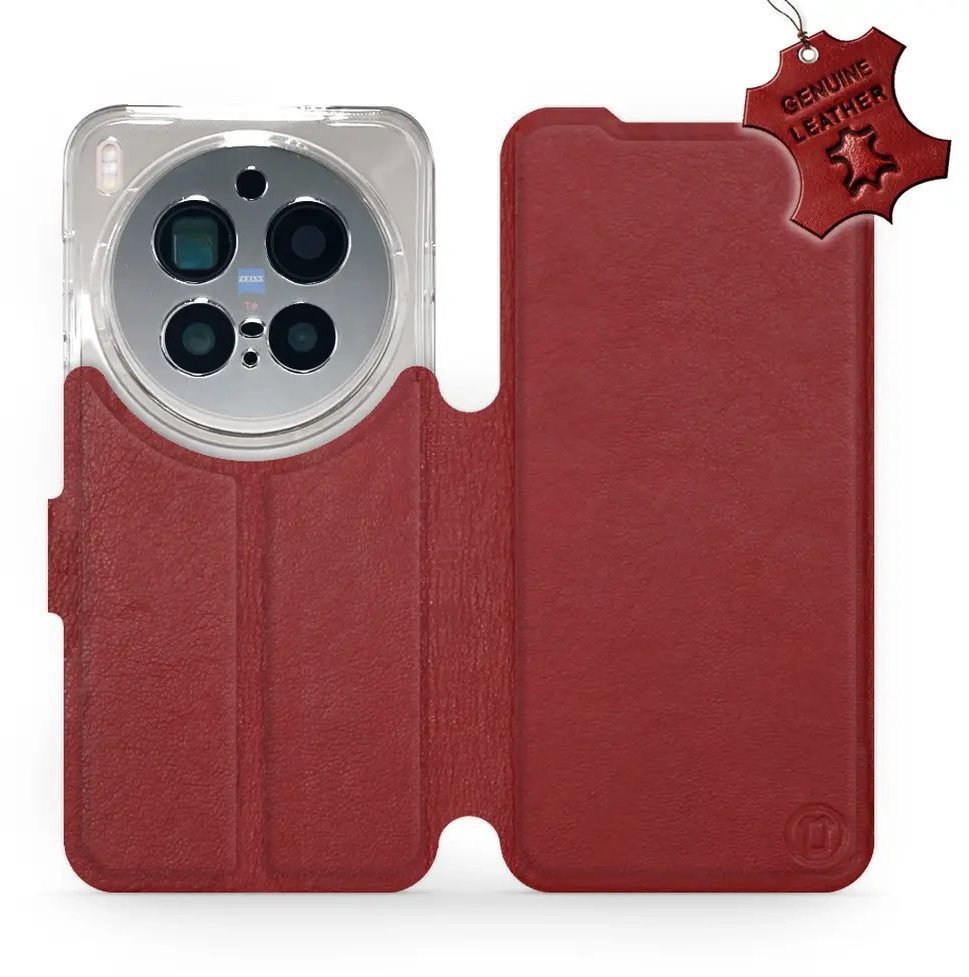 Mobiwear Kožené Flip puzdro pre Vivo X300 Pro červené