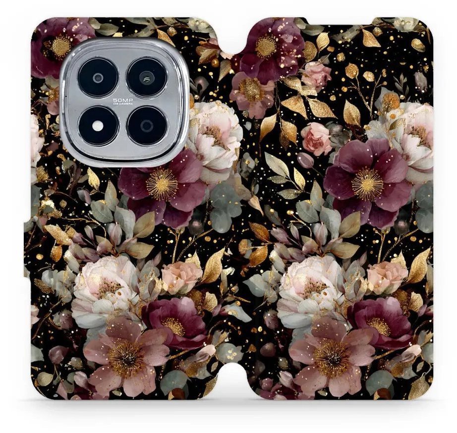 Mobiwear Flip puzdro pre Xiaomi Redmi Note 15 Pro+ 5G zlatisté kvietky