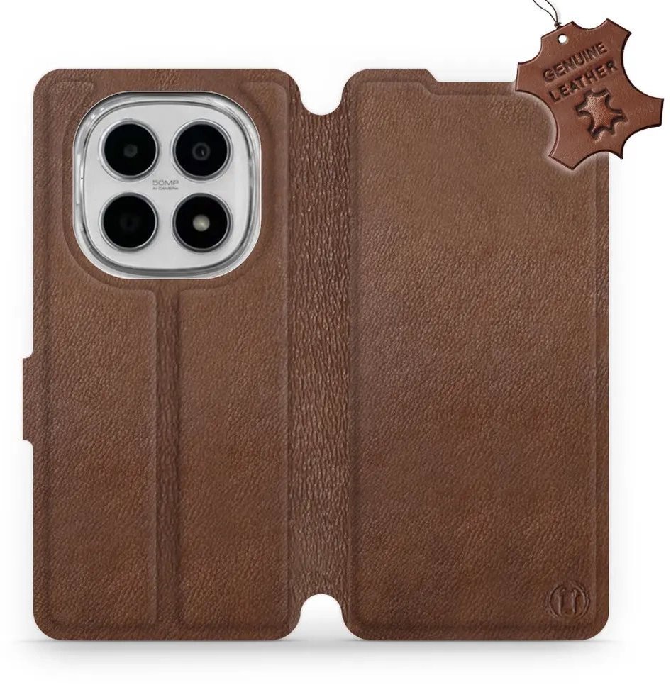 Mobiwear Kožené flip puzdro pre Xiaomi Redmi Note 15 5G hnedé