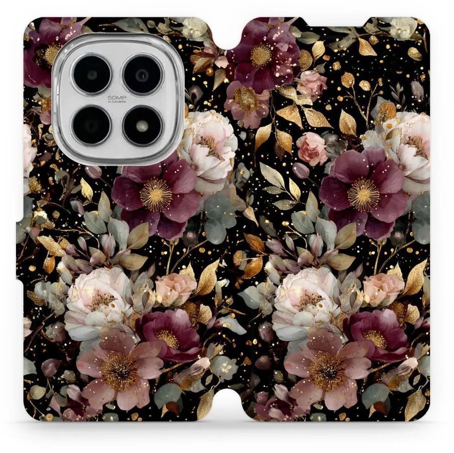 Mobiwear Flip puzdro pre Xiaomi Redmi Note 15 5G zlatisté kvietky