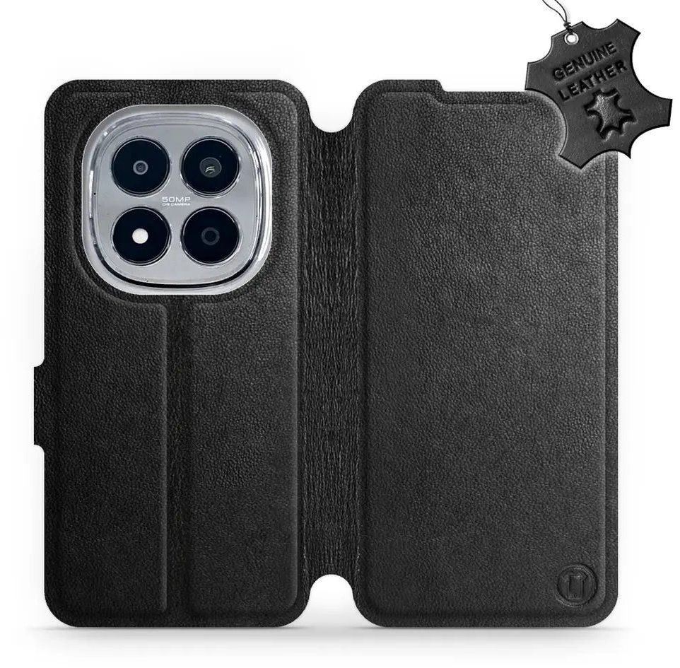 Mobiwear Kožené flip puzdro pre Xiaomi Redmi Note 15 Pro 5G čierne