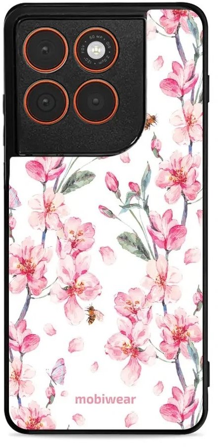 Mobiwear Glossy lesklé puzdro na Motorola Edge 70 ružové kvety