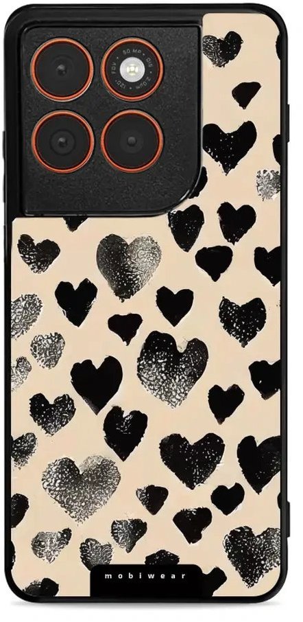 Mobiwear Glossy lesklé puzdro na Motorola Edge 70 čierne srdiečka