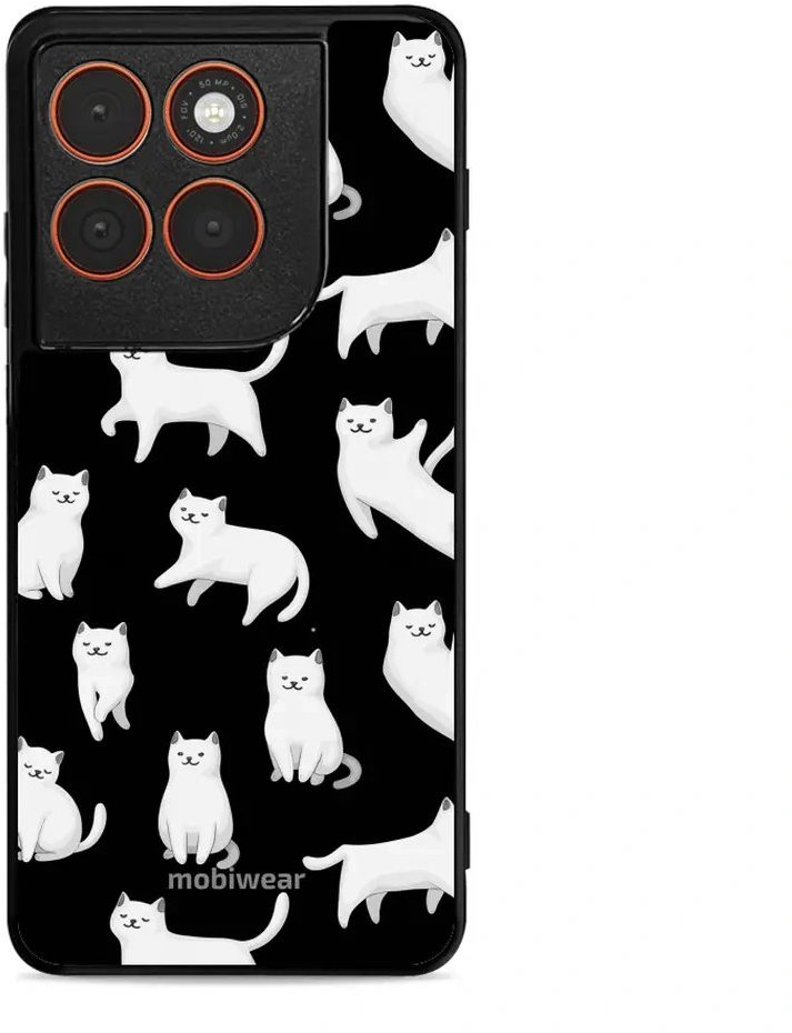 Mobiwear Glossy lesklé puzdro na Motorola Edge 70 biele mačičky