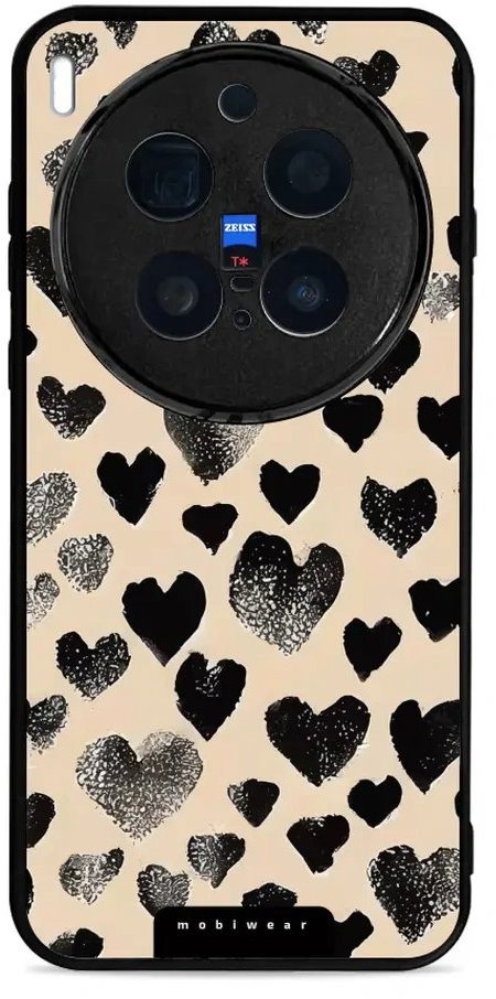 Mobiwear Glossy lesklé puzdro na Vivo X300 Pro čierne srdiečka