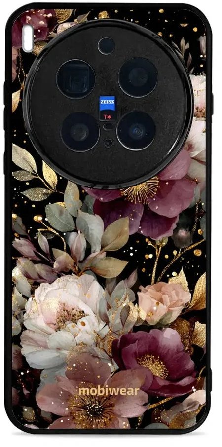 Mobiwear Glossy lesklé puzdro na Vivo X300 Pro zlatisté kvietky