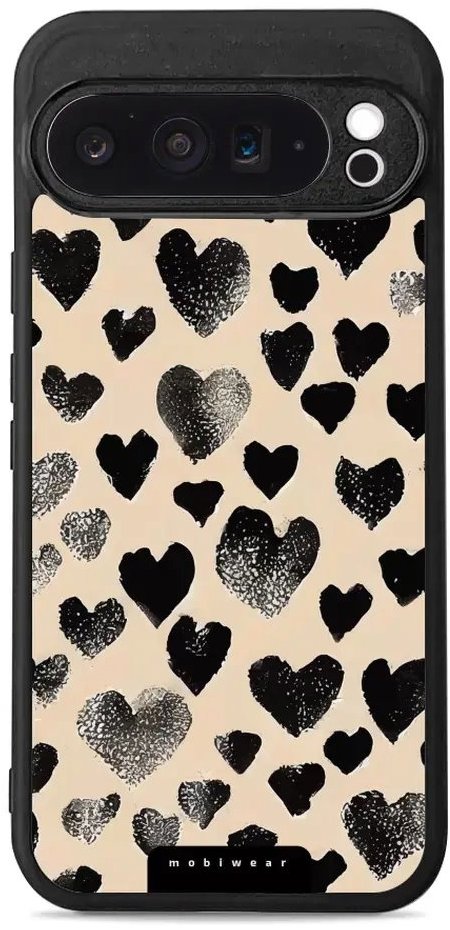 Mobiwear Glossy lesklé puzdro na Google Pixel 9 Pro XL čierne srdiečka
