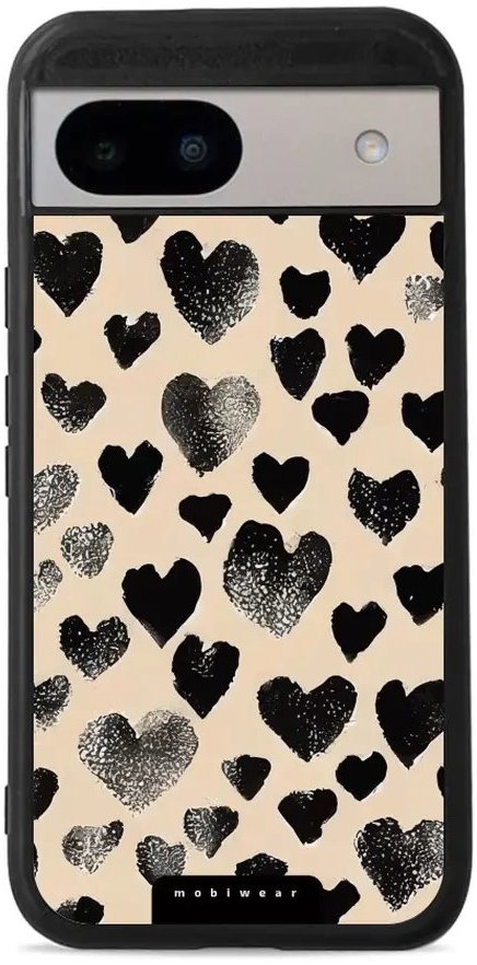 Mobiwear Glossy lesklé puzdro na Google Pixel 8A čierne srdiečka