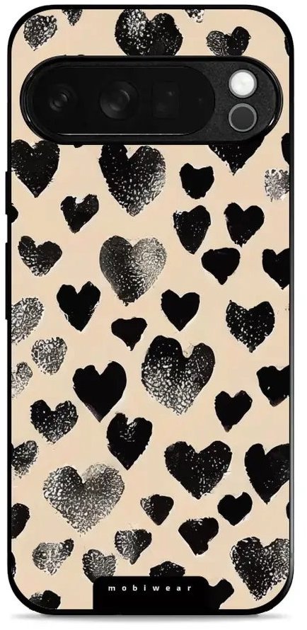 Mobiwear Glossy lesklé puzdro na Google Pixel 10 Pro XL čierne srdiečka