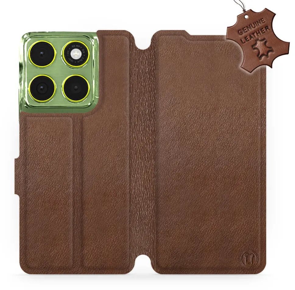 Mobiwear Kožené flip puzdro pre Motorola Moto G06 power hnedé