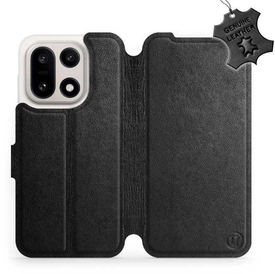 Mobiwear Kožené flip puzdro pre OnePlus 15 čierne