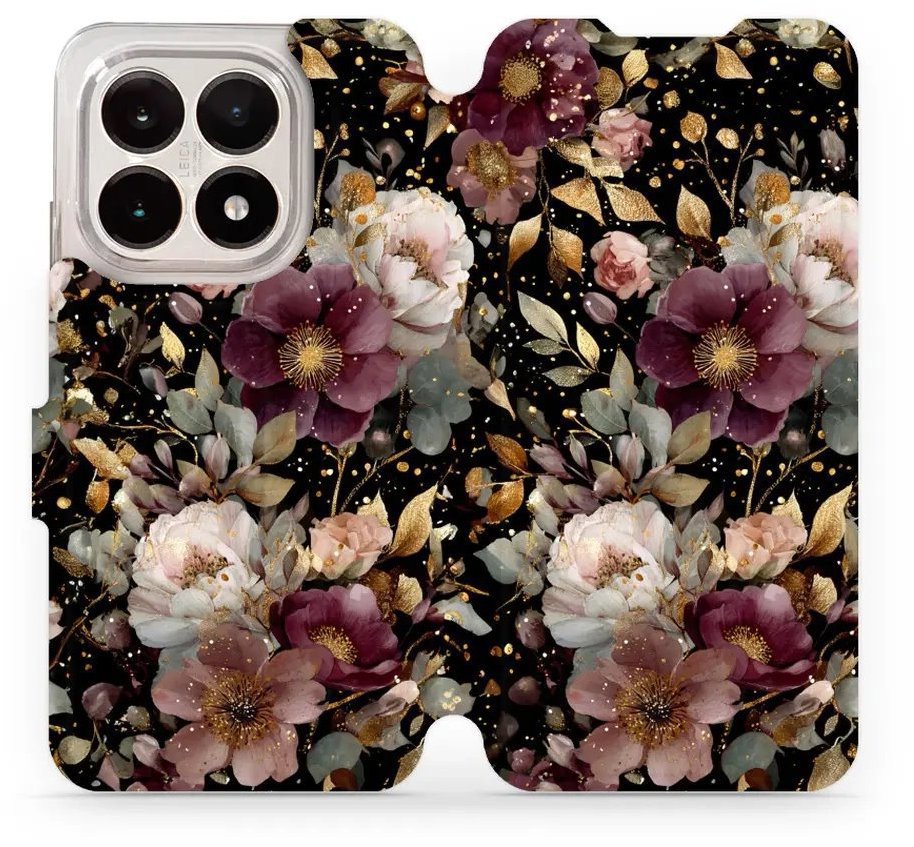 Mobiwear Flip puzdro pre Xiaomi 15T zlatisté kvietky