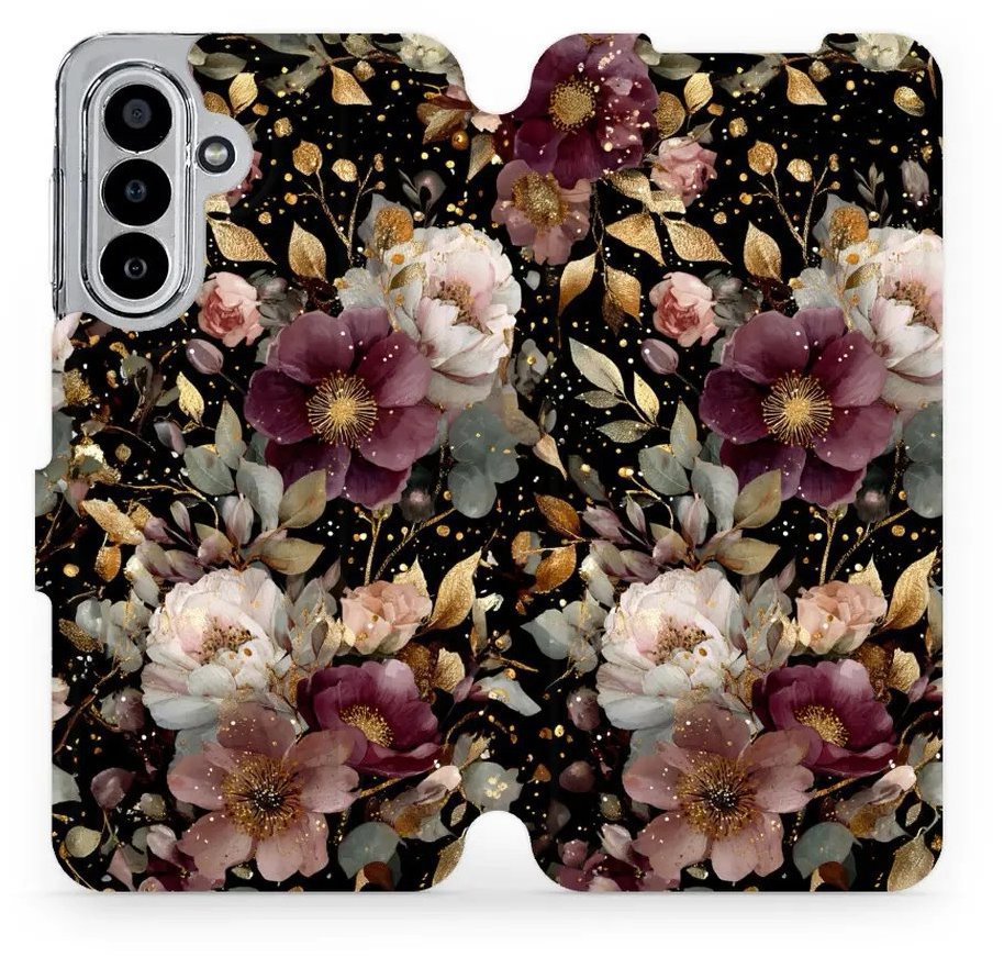 Mobiwear Flip puzdro pre Samsung Galaxy A17/A17 5G zlatisté kvietky