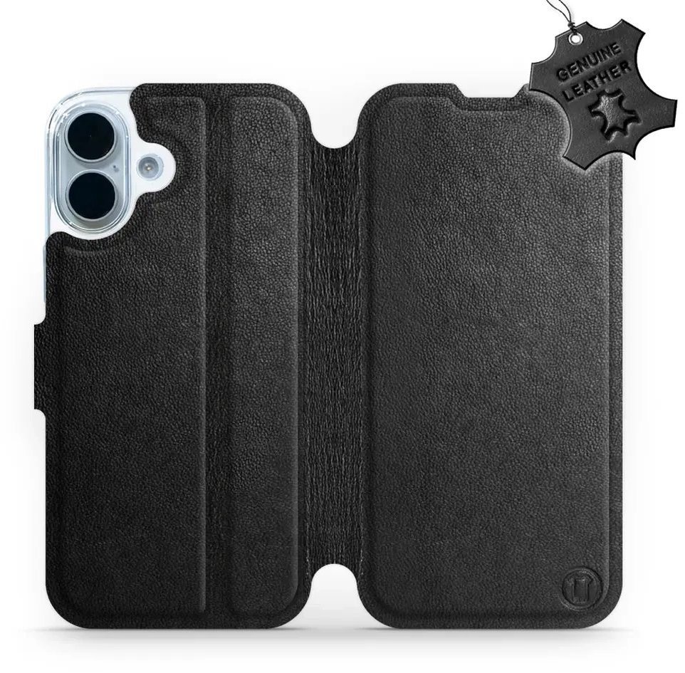Mobiwear Kožené flip puzdro pre Apple iPhone 17 čierne
