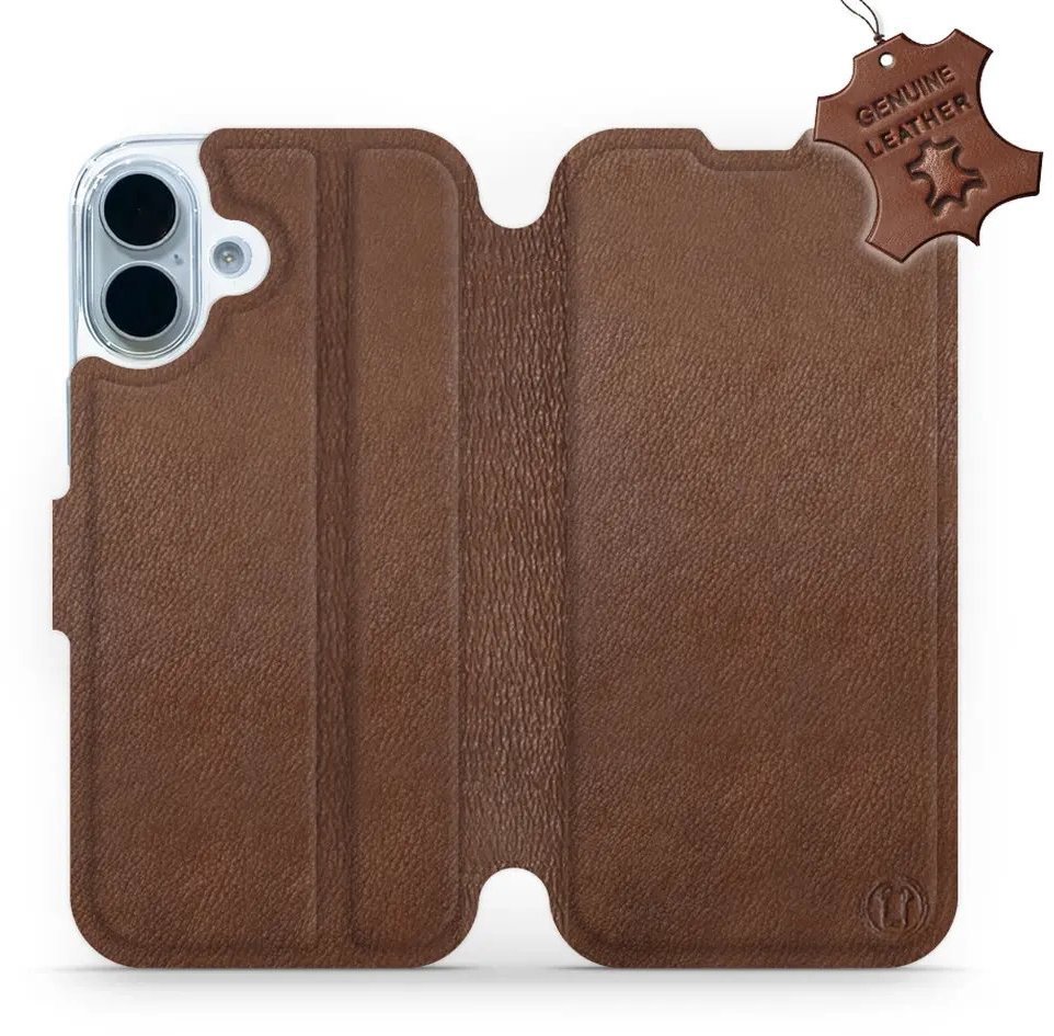 Mobiwear Kožené flip puzdro pre Apple iPhone 17 hnedé