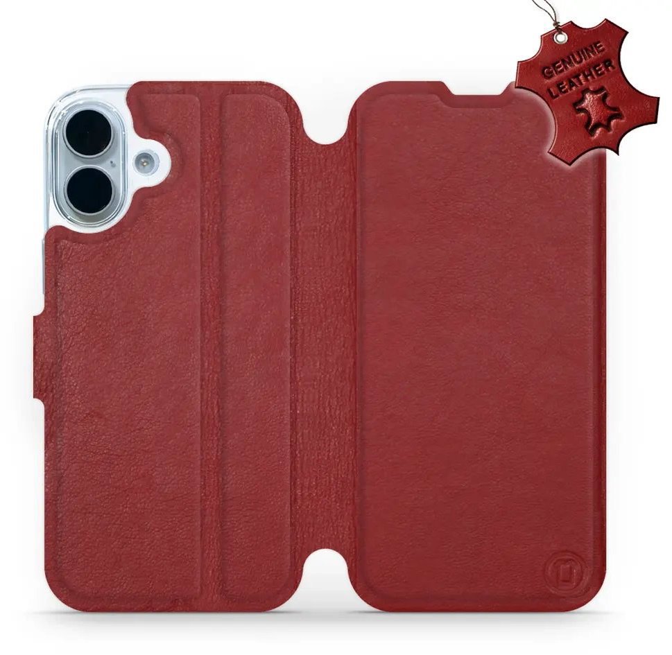 Mobiwear Kožené flip puzdro pre Apple iPhone 17 červené