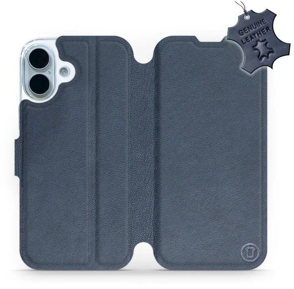 Mobiwear Kožené flip puzdro pre Apple iPhone 17 modré