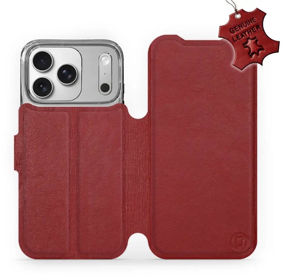 Mobiwear Kožené flip puzdro pre Apple iPhone 17 Pro červené