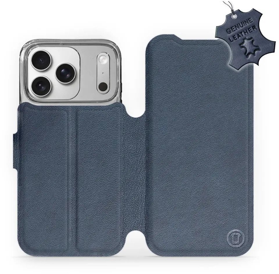 Mobiwear Kožené flip puzdro pre Apple iPhone 17 Pro modré