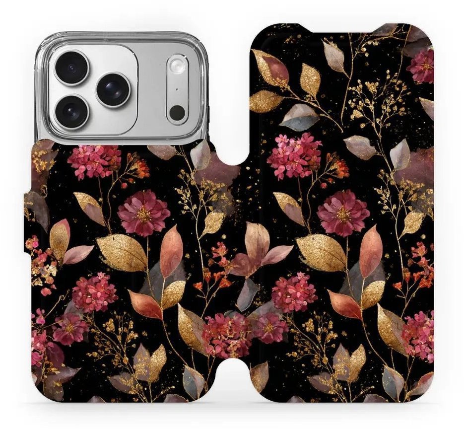Mobiwear Flip puzdro pre Apple iPhone 17 Pro zlatisté lístky