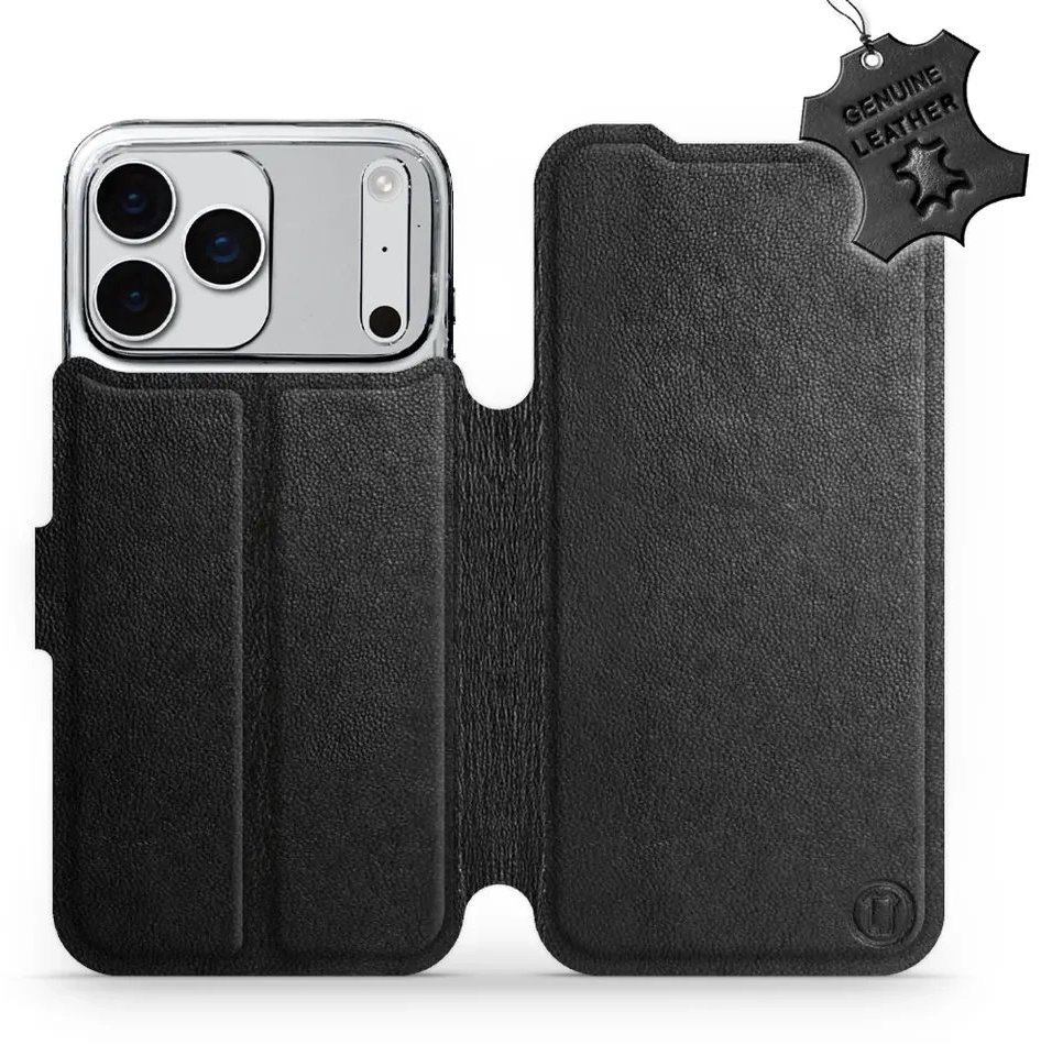 Mobiwear Kožené flip puzdro pre Apple iPhone 17 Pro Max čierne