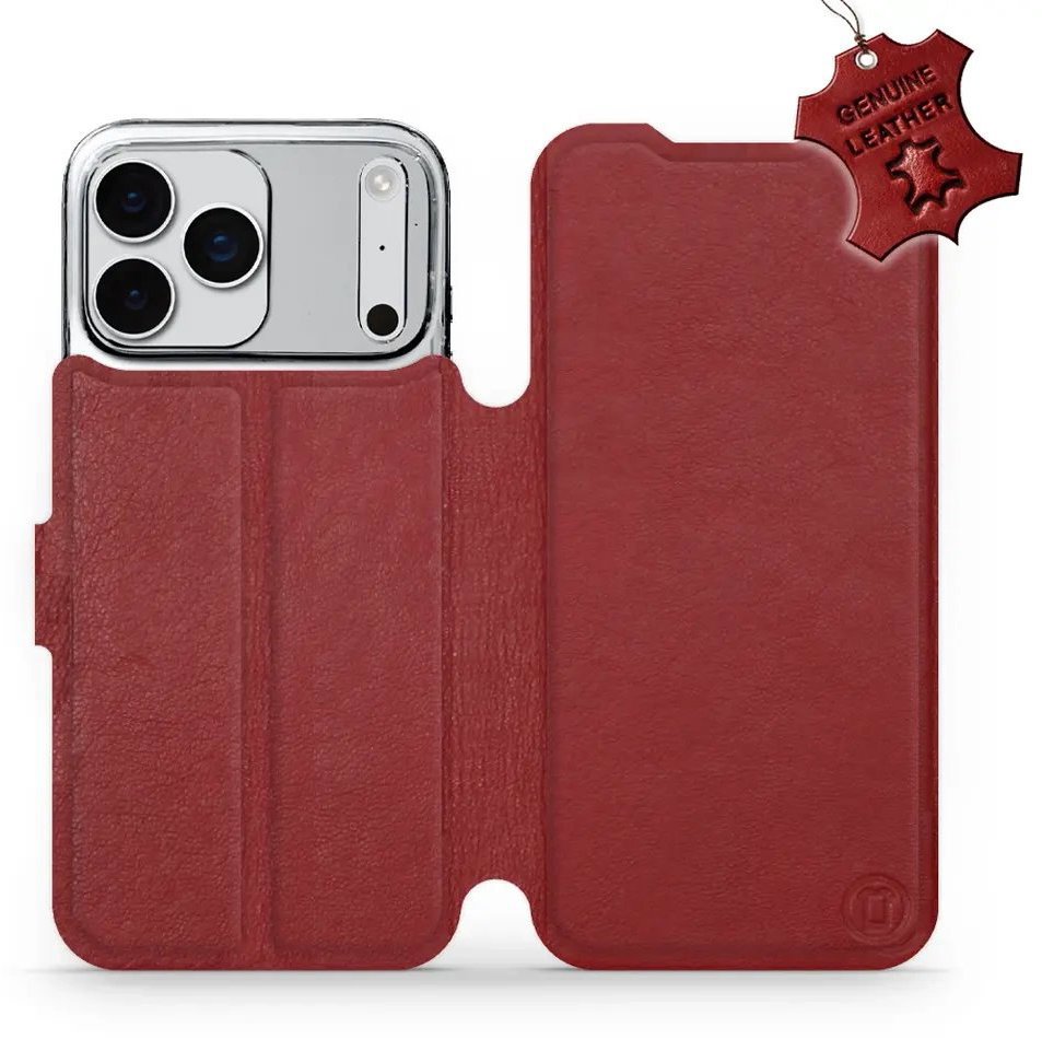 Mobiwear Kožené flip puzdro pre Apple iPhone 17 Pro Max červené