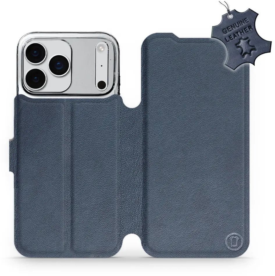 Mobiwear Kožené flip puzdro pre Apple iPhone 17 Pro Max modré