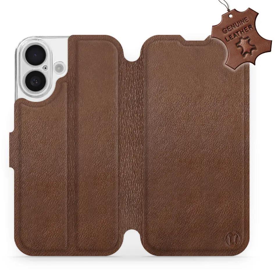 Mobiwear Flip knižkové, kožené pre Apple iPhone 16 – Hnedé – L_BRS