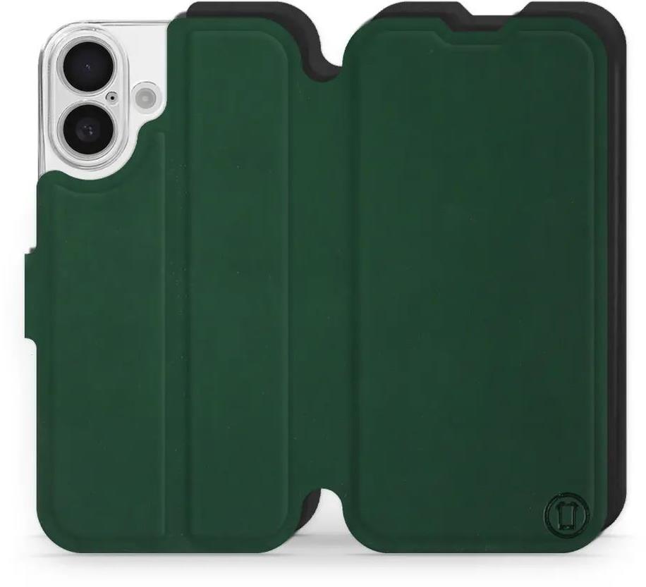 Mobiwear Soft Touch Flip knižkové pre Apple iPhone 16 – Zelené & Čierne