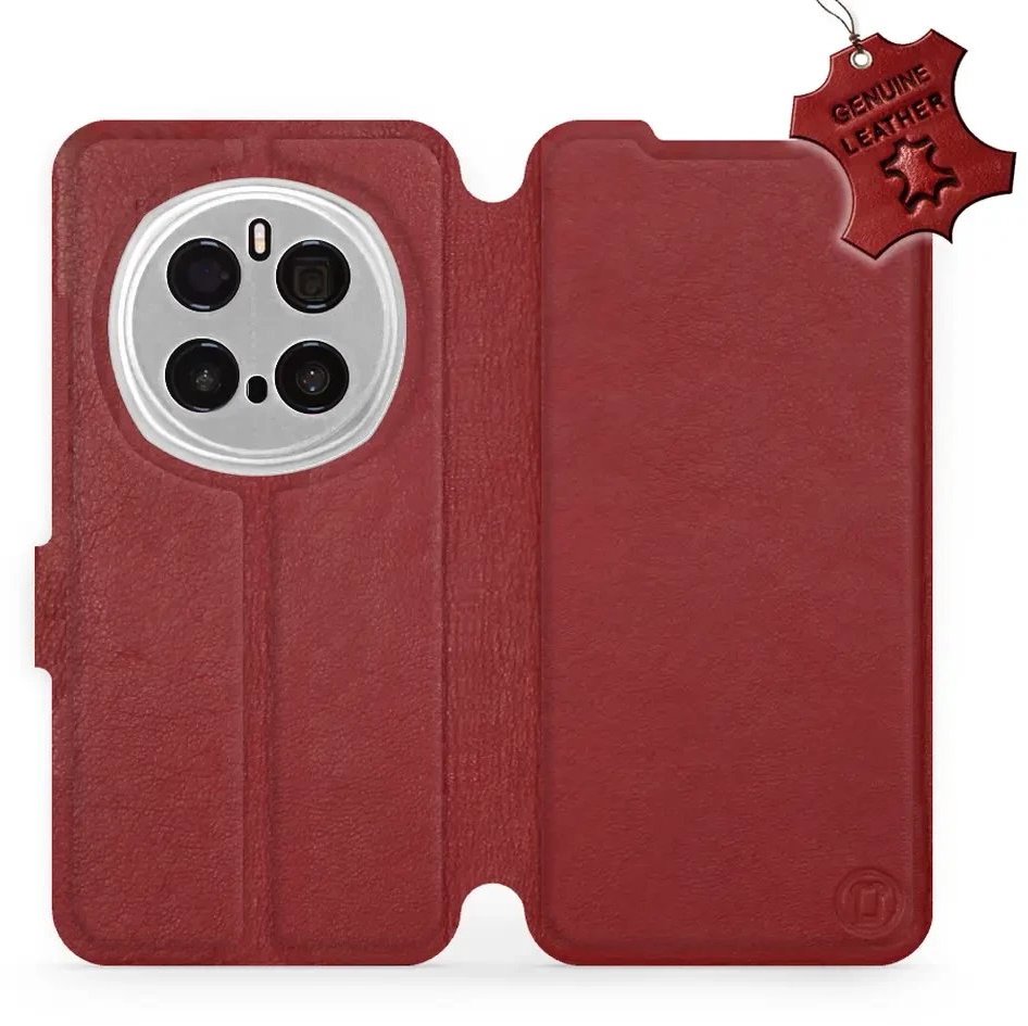 Mobiwear flip knižkové pre Honor Magic7 Pro 5G - Tmavo červené, kožené