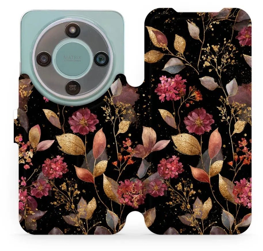 Mobiwear Flip pouzdro pro Honor Magic8 Lite - V171S zlatavé lístky