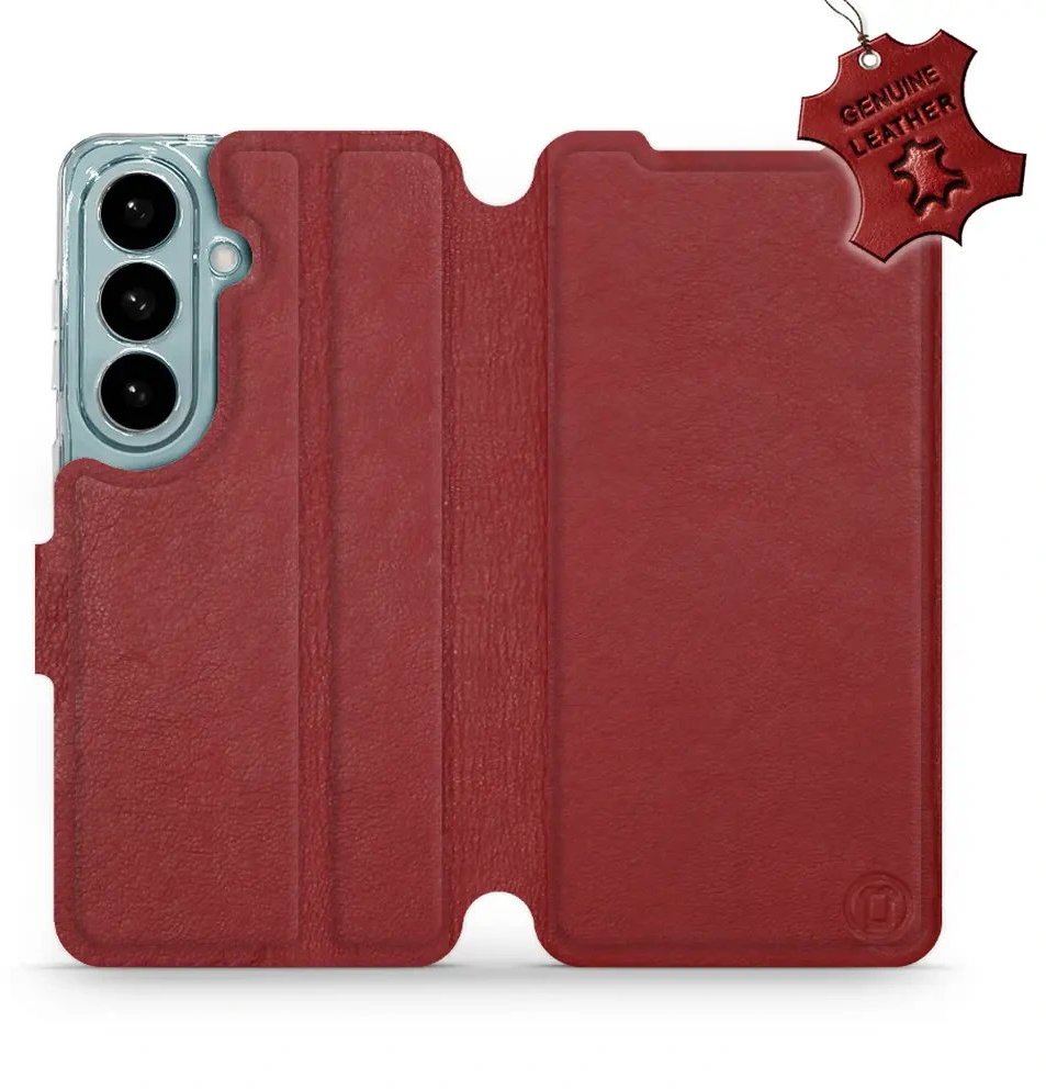 Mobiwear Kožené flip pouzdro pro Samsung Galaxy S26 - červené