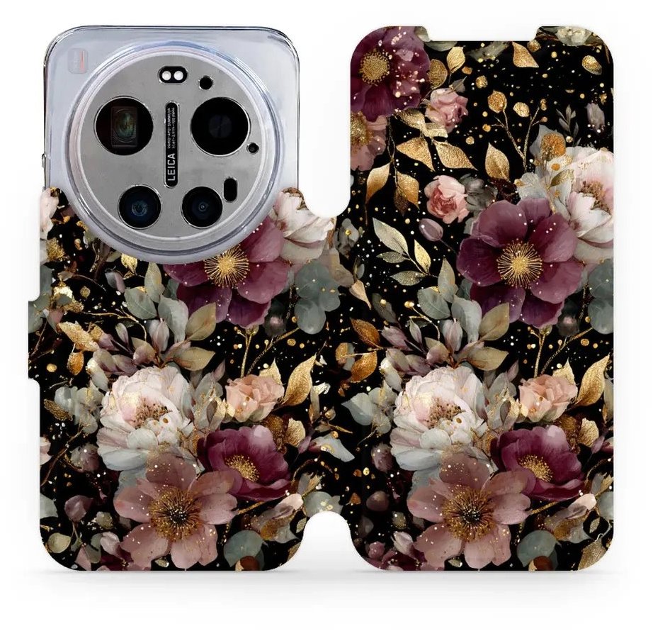 Mobiwear Flip pouzdro pro Xiaomi 17 Ultra - V169S zlatavé kvítky