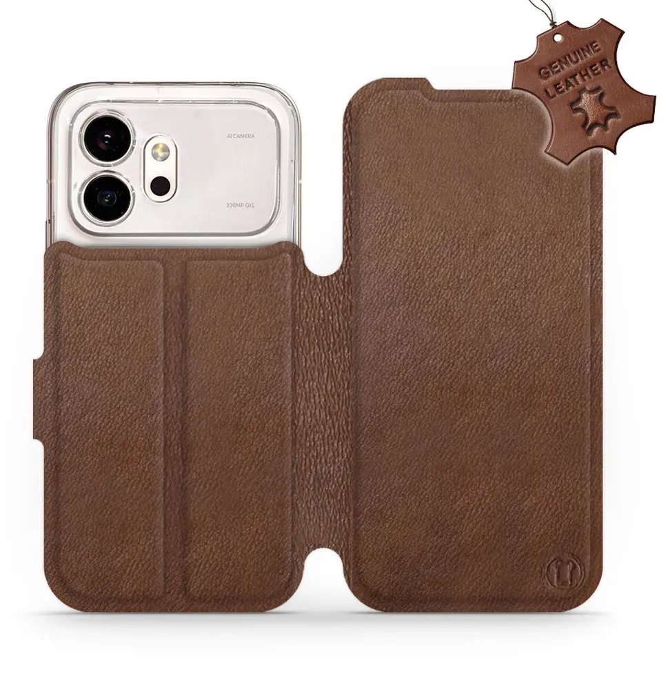 Mobiwear Kožené flip pouzdro pro Honor 600 - hnědé