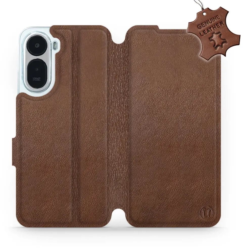 Mobiwear Kožené flip pouzdro pro Xiaomi Redmi A7 Pro - hnědé