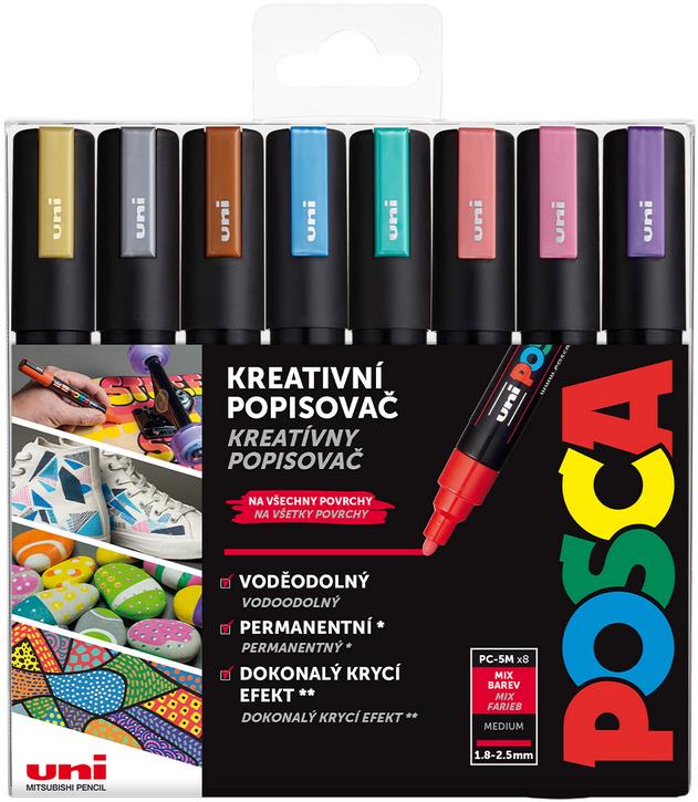 UNI Posca 5M 8 ks metalické