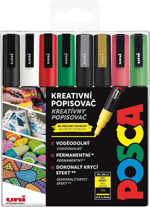 UNI Posca 3M 8 ks vianočné tóny
