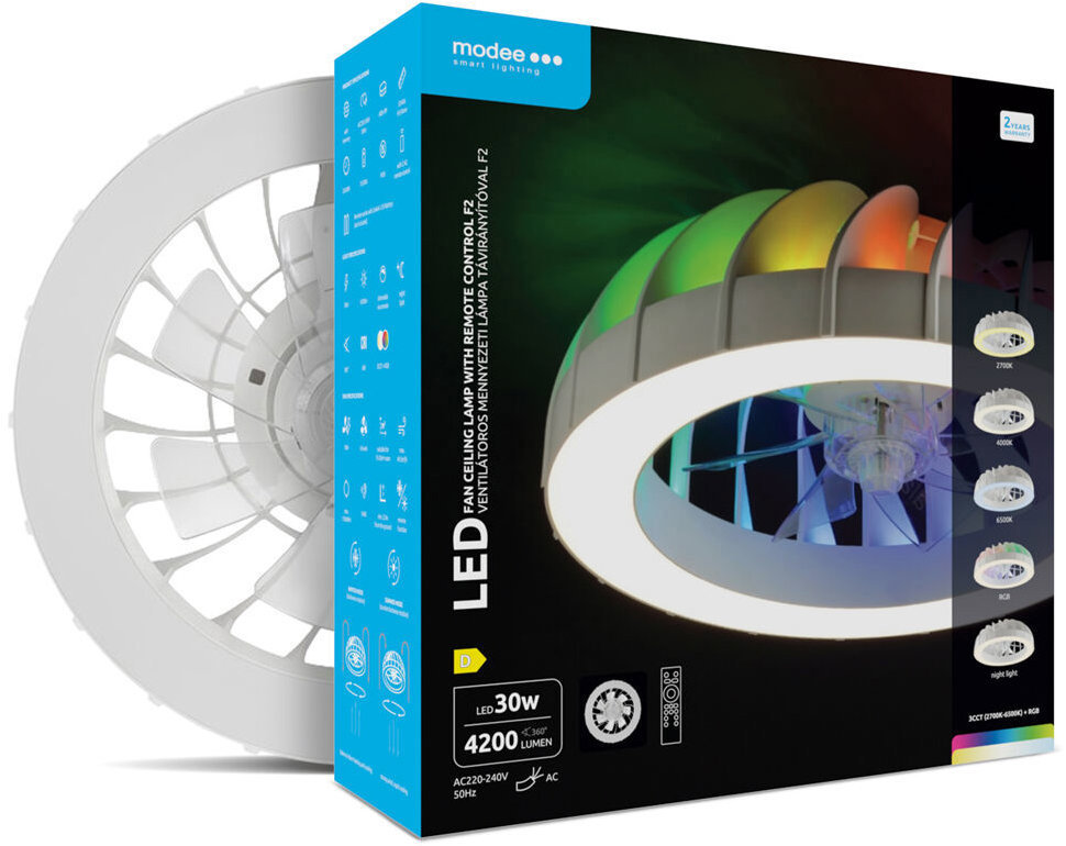 Modee Lightning LED Stropní světlo s ventilátorem CLRGB F2W