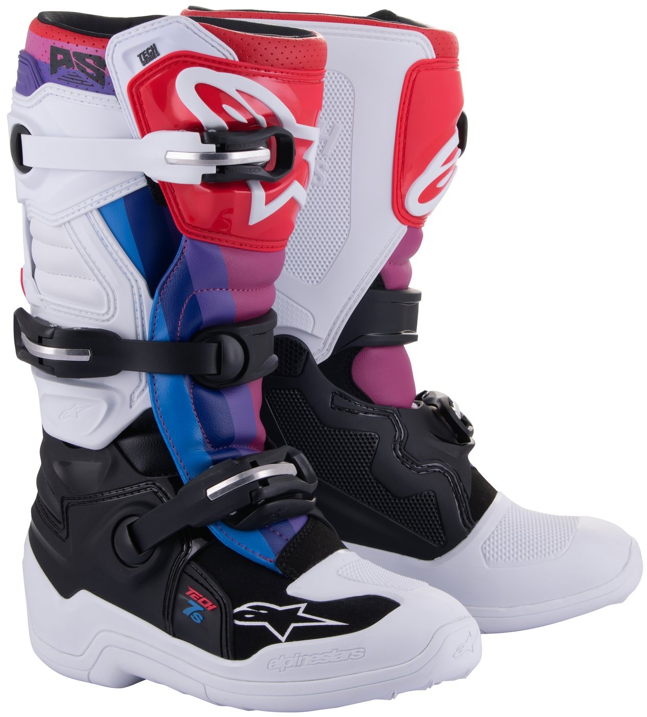 ALPINESTARS topánky TECH 7 S, detské, biele/čierne/červené/modré/fialové, 2025, veľ. 40,5