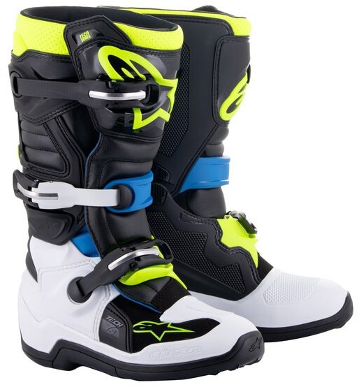 ALPINESTARS topánky TECH 7 S, detské, čierne/biele/žlté fluo/modré, 2025, veľ. 39