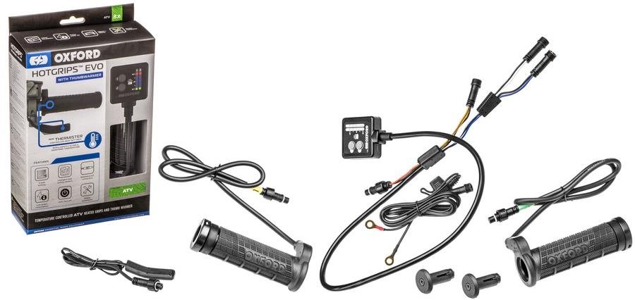 Oxford gripy vyhrievané Hotgrips EVO Thermistor ATV, vrátane ohrievania palca plynovej páčky a samostatnej regulácie ohrievania