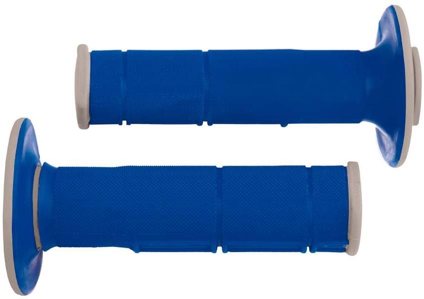 RTECH gripy Racing dvojvrstvové, mäkké, modro-sivé, pár, dĺžka 116 mm