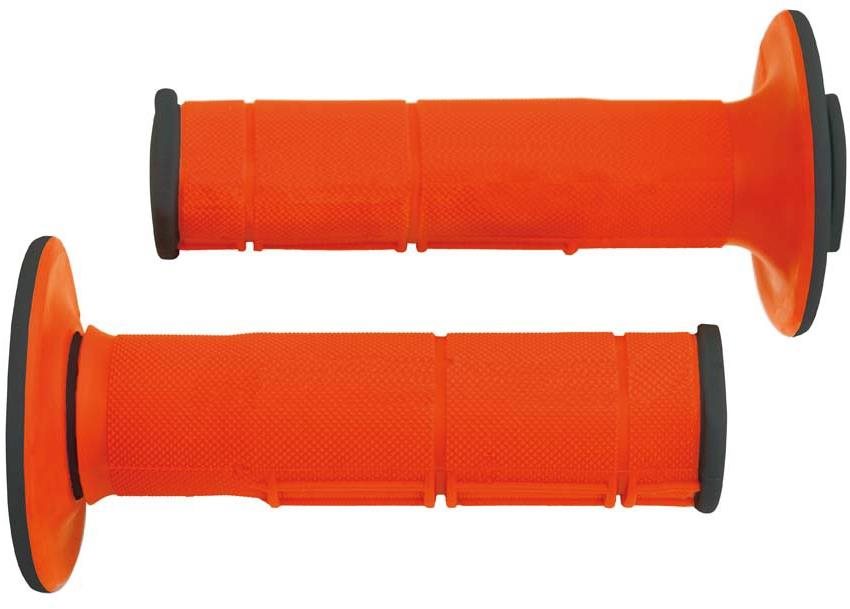 RTECH gripy Racing dvojvrstvové, mäkké, oranžovo-čierne, pár, dĺžka 116 mm